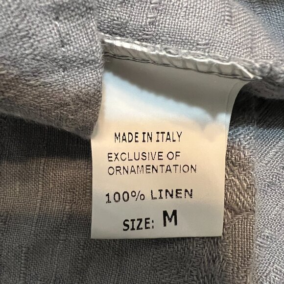 Lina Tomei Shift Dress M Italy Made Linen Colorblock White Gray Short Sleeve - Picture 5 of 10